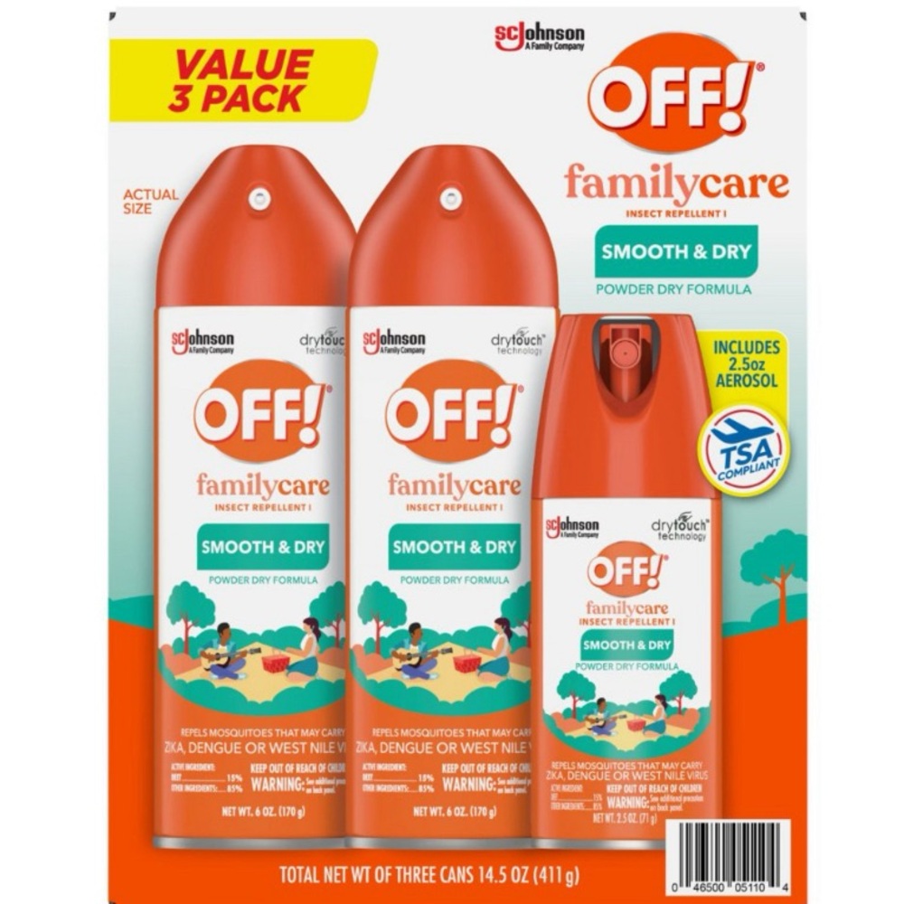 OFF! Family care insect mosquito bug repellant Smooth and Dry 3 pack - Picture 6 of 9
